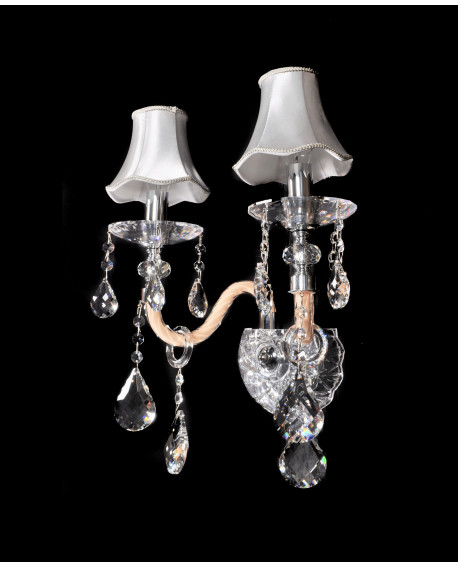 LAMPA ŚCIENNA KINKIET KRYSZTAŁOWY SREBRNY DENICA W2