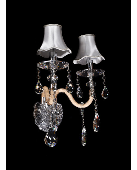 LAMPA ŚCIENNA KINKIET KRYSZTAŁOWY SREBRNY DENICA W2