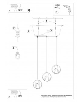 Lampa wisząca TULOS 3L czarna Sollux SL.1089