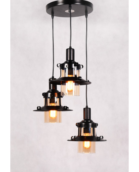 POTRÓJNA LAMPA WISZĄCA INDUSTRIALNA LOFT CZARNA CAPRI W3