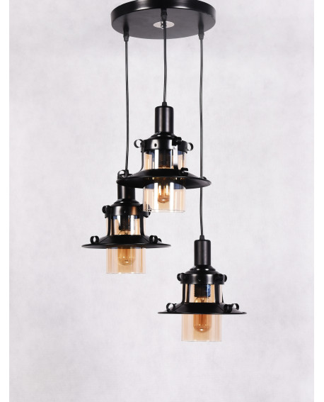POTRÓJNA LAMPA WISZĄCA INDUSTRIALNA LOFT CZARNA CAPRI W3