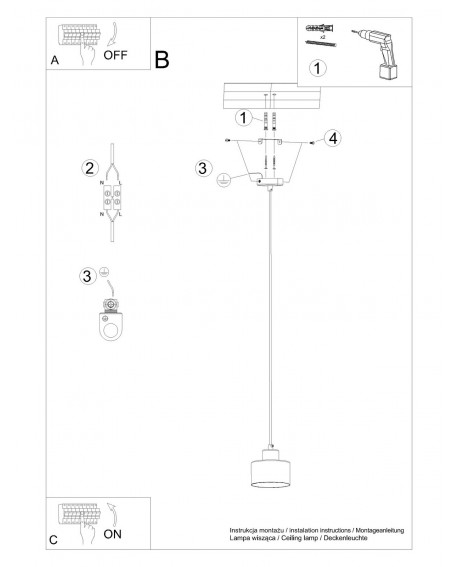 Lampa wisząca SAVAR 1 czarna Sollux SL.1132