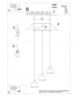 Lampa wisząca SAVAR 3 czarna Sollux SL.1133