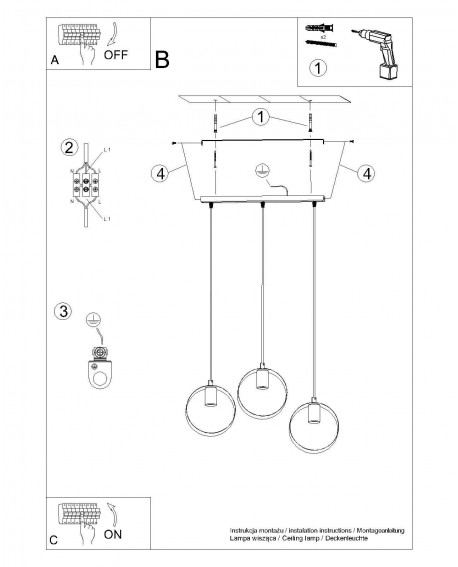 Lampa wisząca TITRAN 3 biała Sollux SL.1138