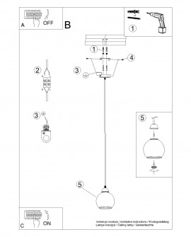 Lampa wisząca ALINO 1 czarna Sollux SL.1141