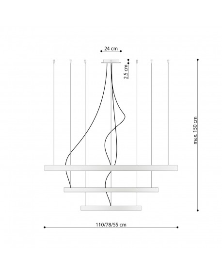 Żyrandol RIO 3 55/78/110 biały LED 3000K Sollux TH.215