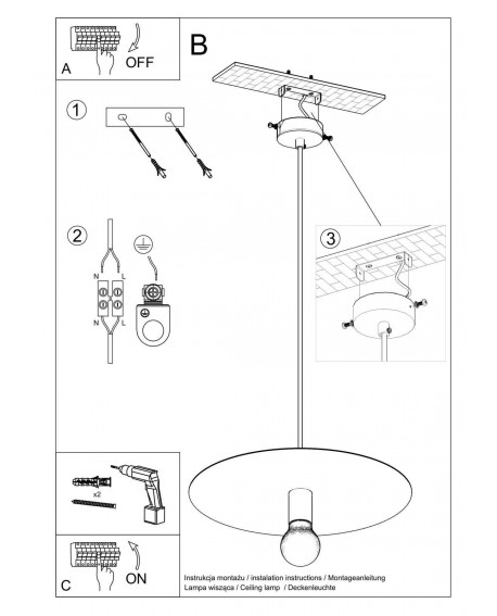 Lampa wisząca FLAVIO czarna Sollux SL.0853