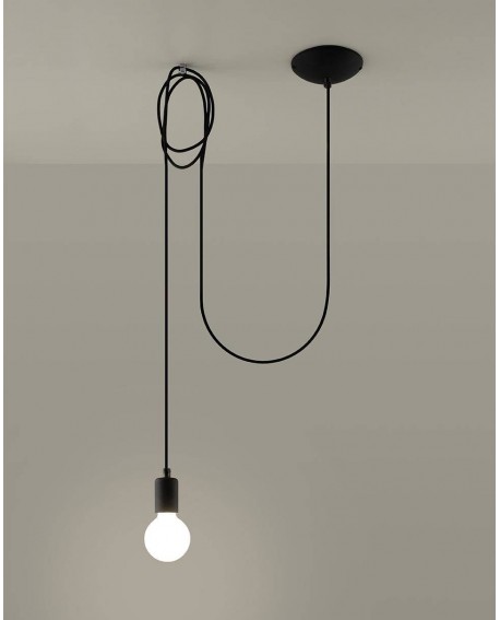 Lampa wisząca EDISON 1 LONG czarny Sollux SL.0369