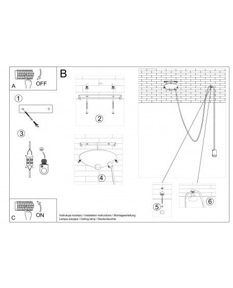 Lampa wisząca EDISON 1 LONG czarny Sollux SL.0369