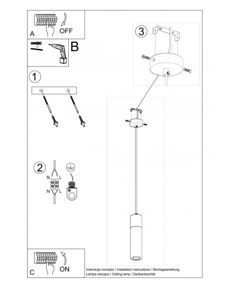 Lampa wisząca ZANE 1 szara Sollux SL.0965