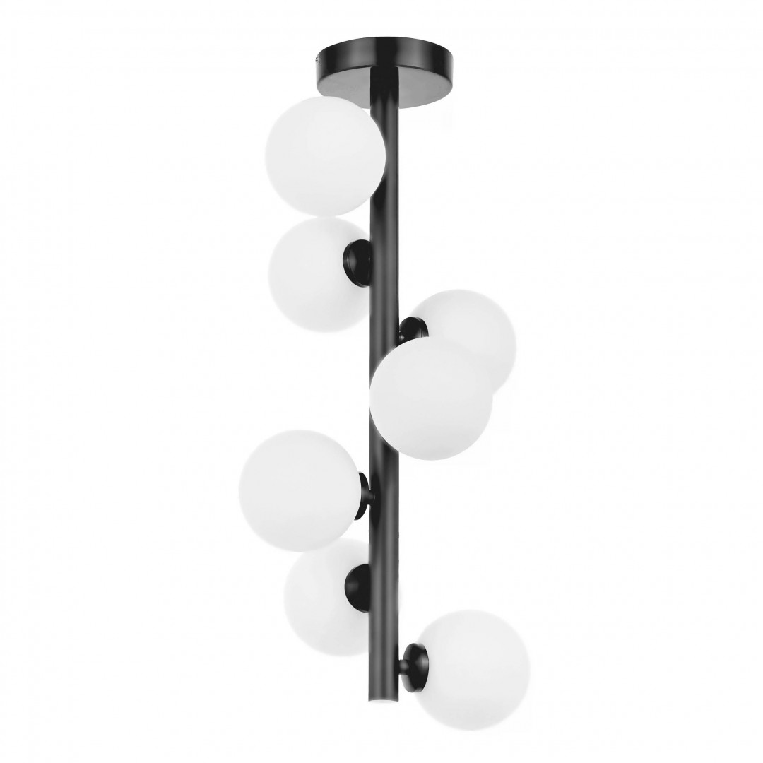 LAMPA SUFITOWA WISZĄCA NOWOCZESNA CZARNA BIAŁE KULE PETRICA 7 LUMINA DECO