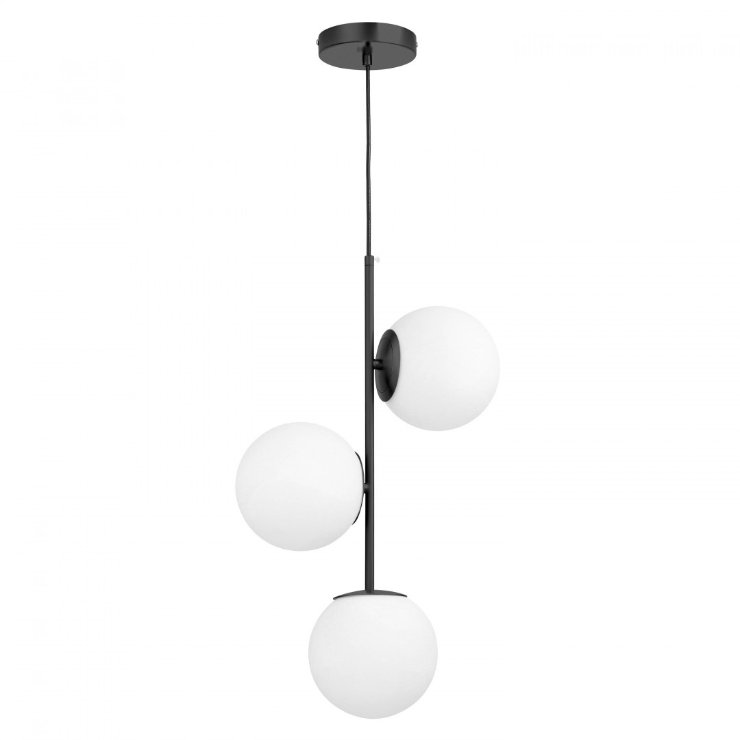 LAMPA WISZĄCA NOWOCZESNA CZARNA BIAŁE KULE STELVIO 3 LUMINA DECO