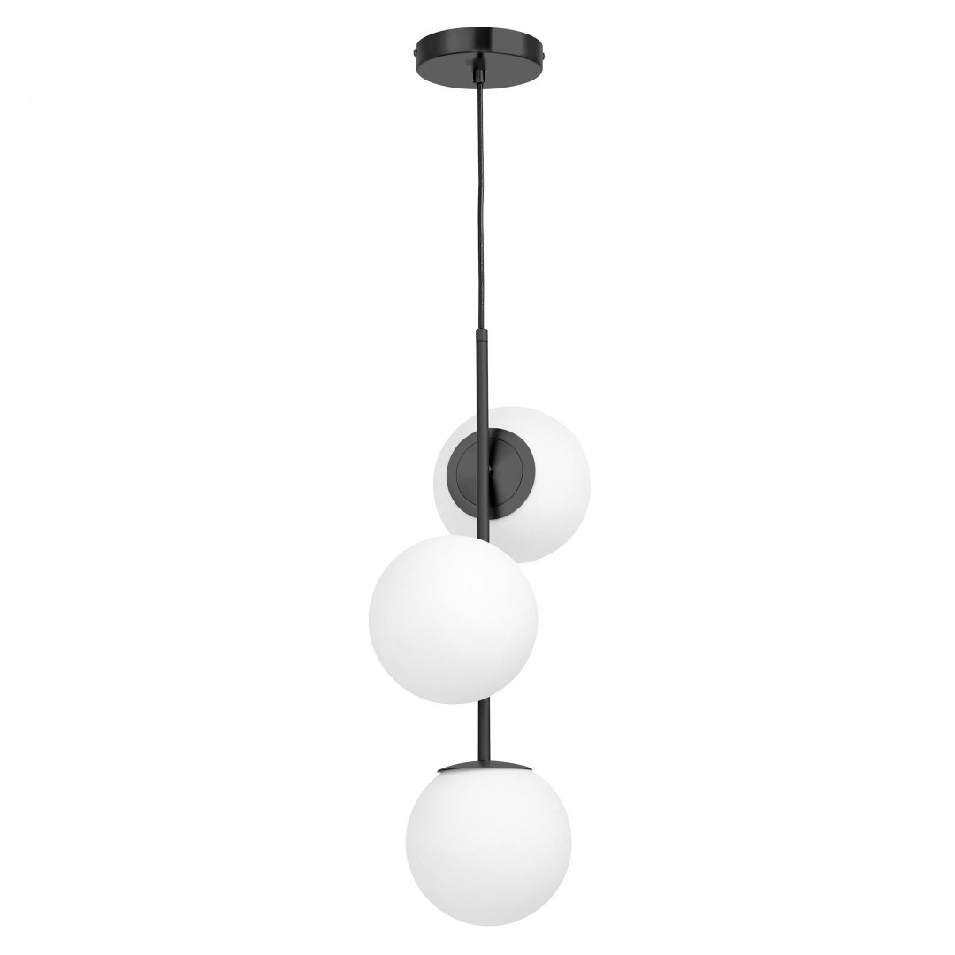 LAMPA WISZĄCA NOWOCZESNA CZARNA BIAŁE KULE STELVIO 3 LUMINA DECO