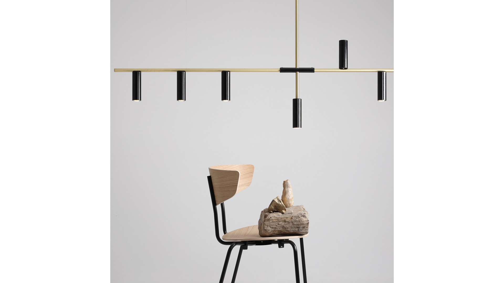 LAMPA WISZĄCA TREVO 6 BLACK BRASS ALDEX 1083K40