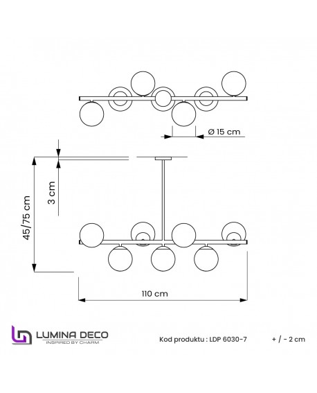 LAMPA WISZĄCA LOFT CZARNA PRZEZROCZYSTA FREDICA W7 LUMINA DECO