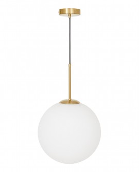LAMPA WISZĄCA SUFITOWA NOWOCZESNA ZŁOTO SZCZOTKOWANE BIAŁA KULA FREDICA 30 LUMINA DECO