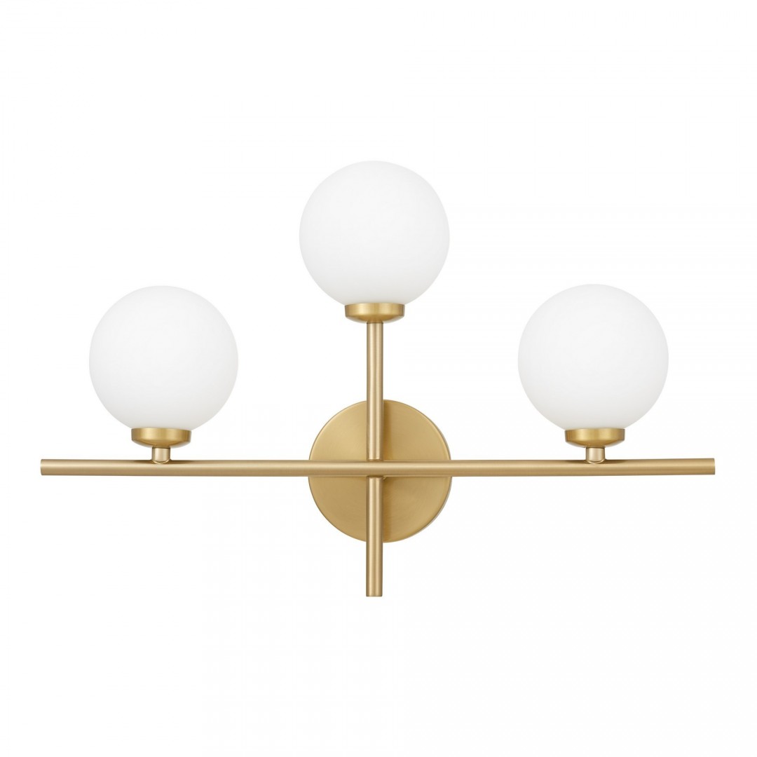 KINKIET LAMPA ŚCIENNA NOWOCZESNA ZŁOTO SZCZOTKOWANE BIAŁE KULE MARSIADA 3 TRIO LUMINA DECO