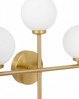 KINKIET LAMPA ŚCIENNA NOWOCZESNA ZŁOTO SZCZOTKOWANE BIAŁE KULE MARSIADA 3 TRIO LUMINA DECO