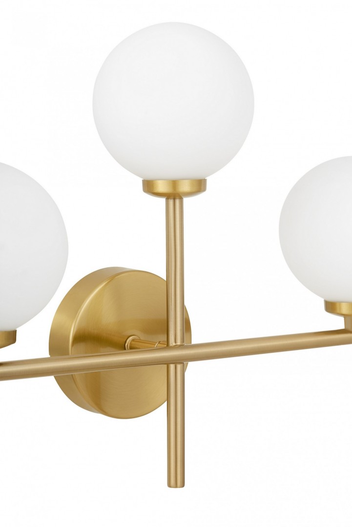 KINKIET LAMPA ŚCIENNA NOWOCZESNA ZŁOTO SZCZOTKOWANE BIAŁE KULE MARSIADA 3 TRIO LUMINA DECO