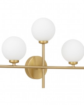 KINKIET LAMPA ŚCIENNA NOWOCZESNA ZŁOTO SZCZOTKOWANE BIAŁE KULE MARSIADA 3 TRIO LUMINA DECO