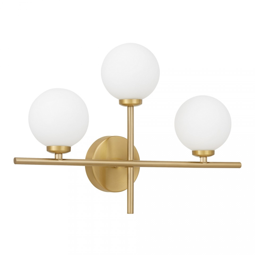 KINKIET LAMPA ŚCIENNA NOWOCZESNA ZŁOTO SZCZOTKOWANE BIAŁE KULE MARSIADA 3 TRIO LUMINA DECO