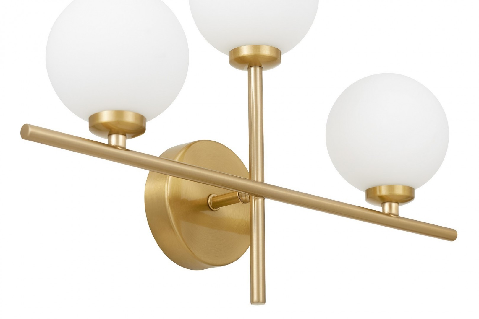KINKIET LAMPA ŚCIENNA NOWOCZESNA ZŁOTO SZCZOTKOWANE BIAŁE KULE MARSIADA 3 TRIO LUMINA DECO