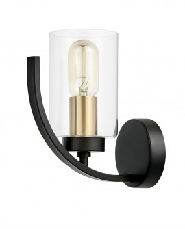 KINKIET LAMPA ŚCIENNA LOFT CZARNO-ZŁOTA SZCZOTKOWANA MONTEREY W1 LUMINA DECO