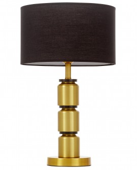 lampa stołowa nocna czarno złota szczotkowana Eliot Lumina Deco z czarnym kloszem i złotą podstawą