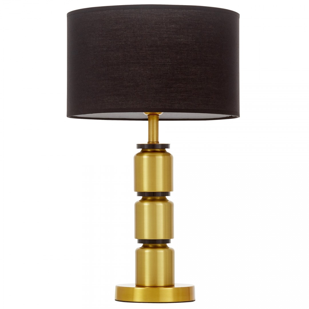 lampa stołowa nocna czarno złota szczotkowana Eliot Lumina Deco z czarnym kloszem i złotą podstawą