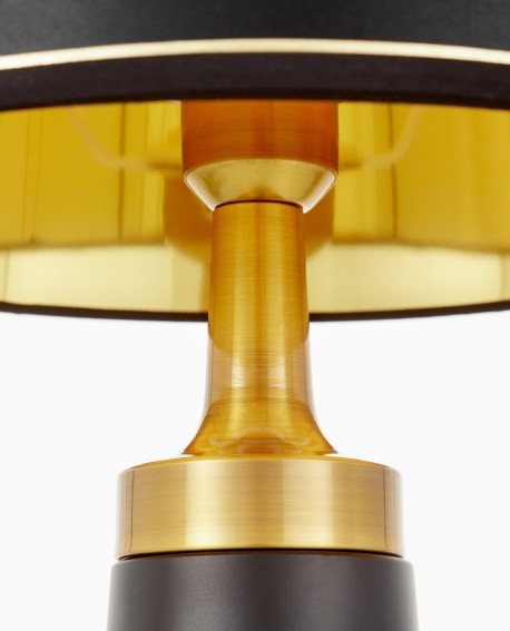 LAMPA STOŁOWA NOCNA NOWOCZESNA CZARNO-MOSIĘŻNA HALSEY LUMINA DECO