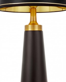 LAMPA STOŁOWA NOCNA NOWOCZESNA CZARNO-MOSIĘŻNA HALSEY LUMINA DECO