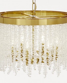 ŻYRANDOL LAMPA WISZĄCA NOWOCZESNA KRYSZTAŁOWA ZŁOTO SZCZOTKOWANE BALMENA D40 LUMINA DECO
