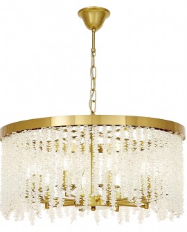 ŻYRANDOL LAMPA WISZĄCA NOWOCZESNA KRYSZTAŁOWA ZŁOTO SZCZOTKOWANE BALMENA D60 LUMINA DECO