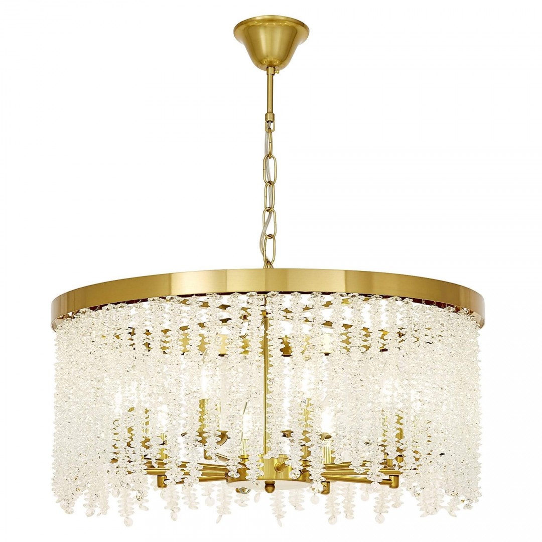ŻYRANDOL LAMPA WISZĄCA NOWOCZESNA KRYSZTAŁOWA ZŁOTO SZCZOTKOWANE BALMENA D60 LUMINA DECO