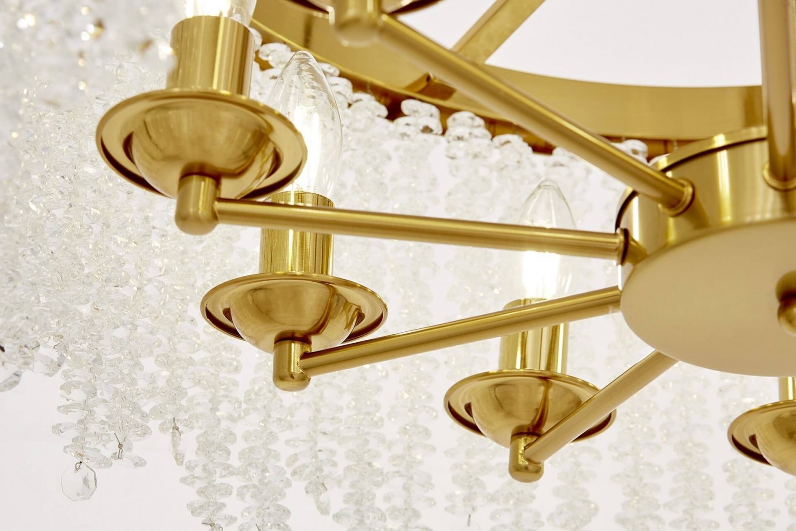 ŻYRANDOL LAMPA WISZĄCA NOWOCZESNA KRYSZTAŁOWA ZŁOTO SZCZOTKOWANE BALMENA D60 LUMINA DECO
