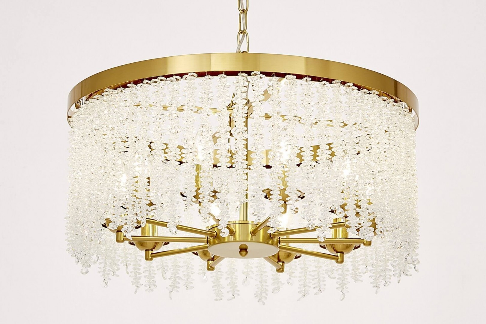 ŻYRANDOL LAMPA WISZĄCA NOWOCZESNA KRYSZTAŁOWA ZŁOTO SZCZOTKOWANE BALMENA D60 LUMINA DECO