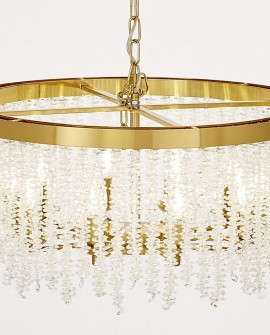 ŻYRANDOL LAMPA WISZĄCA NOWOCZESNA KRYSZTAŁOWA ZŁOTO SZCZOTKOWANE BALMENA D60 LUMINA DECO