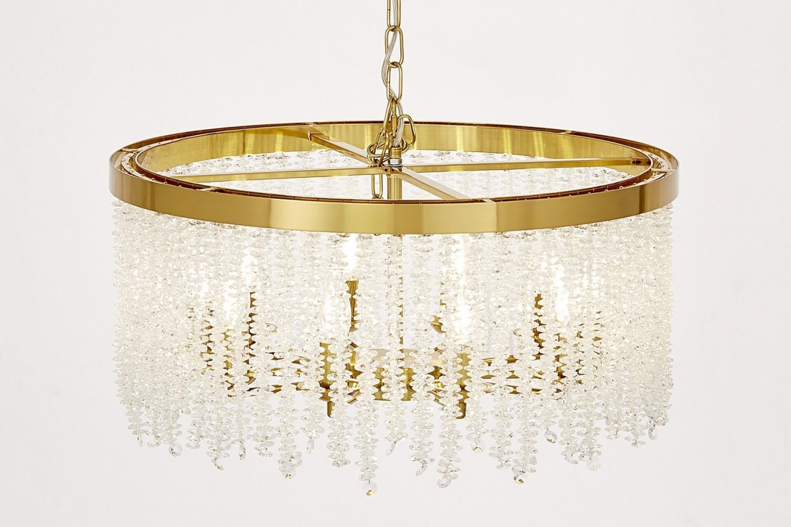 ŻYRANDOL LAMPA WISZĄCA NOWOCZESNA KRYSZTAŁOWA ZŁOTO SZCZOTKOWANE BALMENA D60 LUMINA DECO