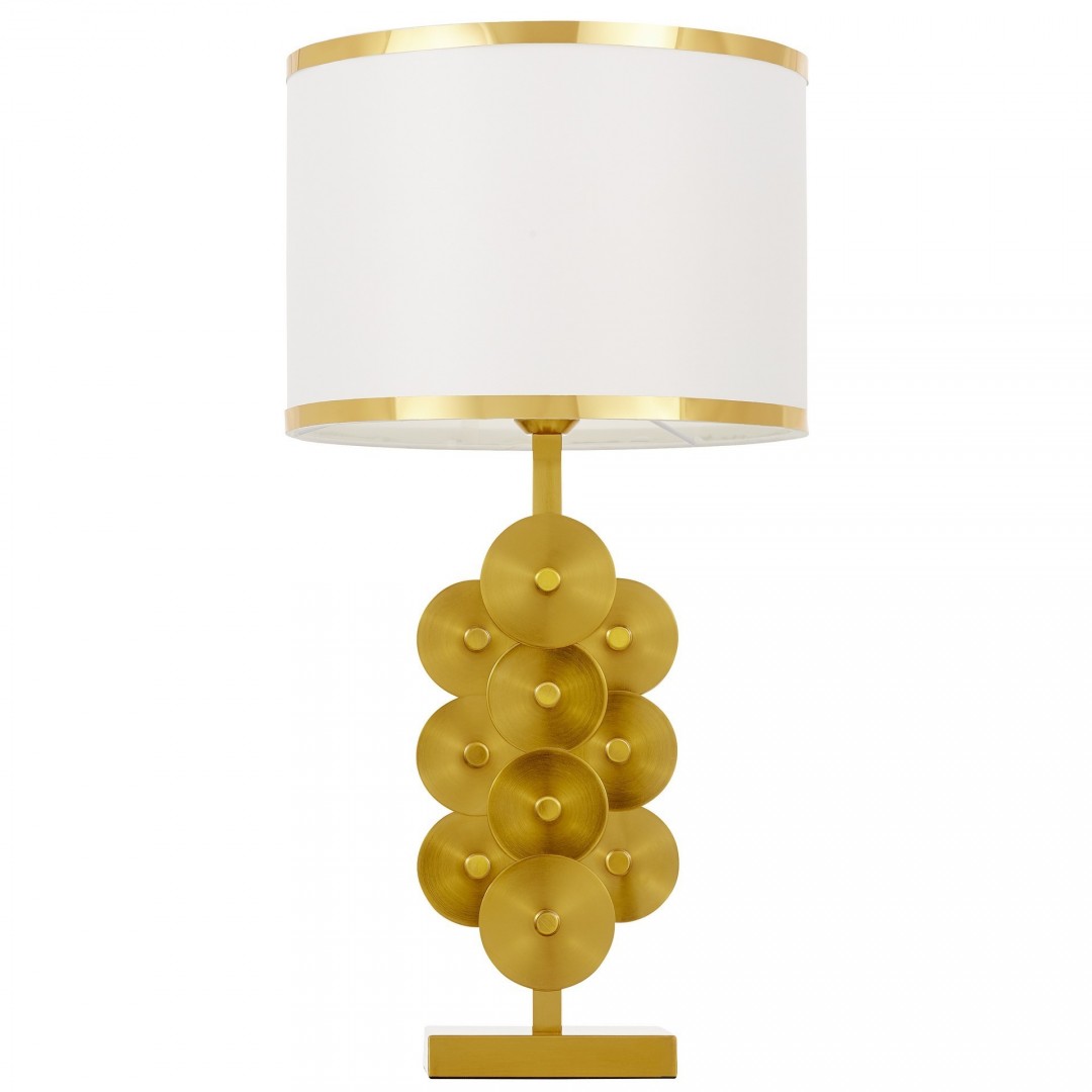 LAMPA STOŁOWA NOCNA GLAMOUR BIAŁO-ZŁOTA SZCZOTKOWANA SALERNO LUMINA DECO