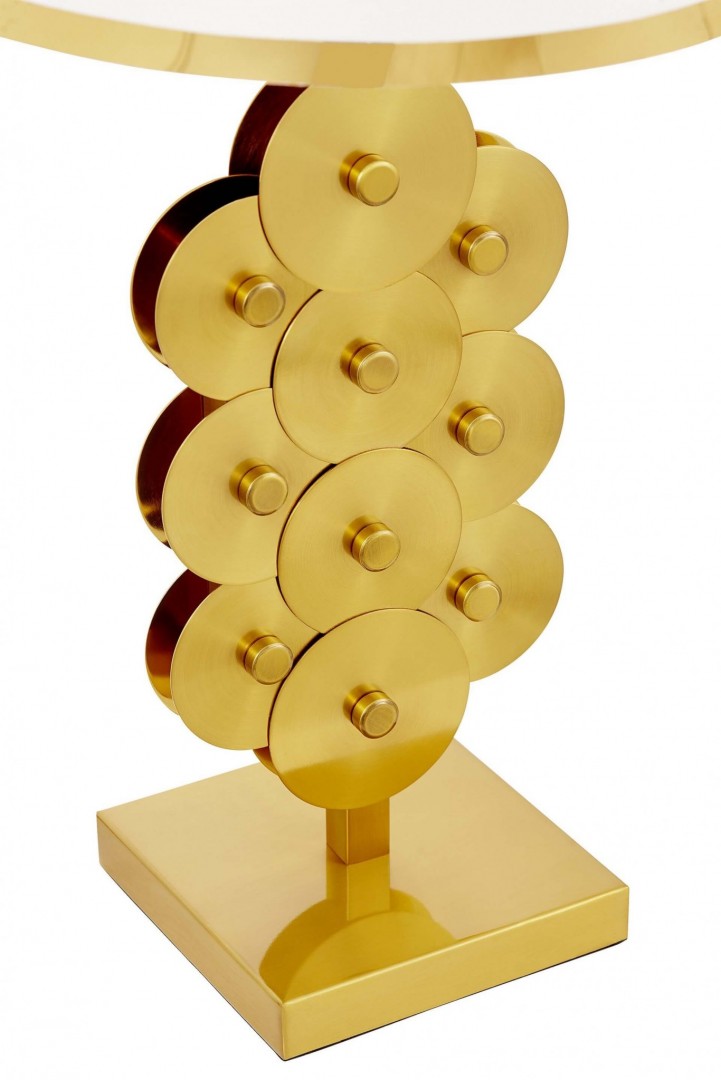 LAMPA STOŁOWA NOCNA GLAMOUR BIAŁO-ZŁOTA SZCZOTKOWANA SALERNO LUMINA DECO