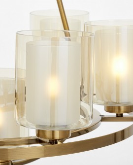 Lampa wisząca loft złota szczotkowana Santini W7 Lumina Deco na białym tle, elegancki żyrandol w klasycznym stylu