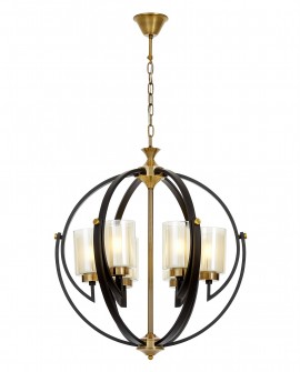lampa wisząca loft czarno-złota szczotkowana bergen w6 lumina deco, ujęcie centralne na białym tle