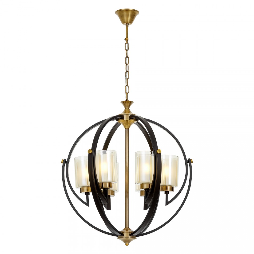 lampa wisząca loft czarno-złota szczotkowana bergen w6 lumina deco, ujęcie centralne na białym tle
