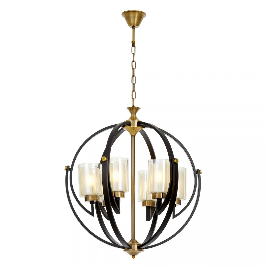 lampa wisząca loft czarno-złota szczotkowana bergen w6 lumina deco, ujęcie produktu na białym tle