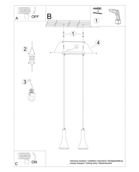 Lampa wisząca REA 2 beton Sollux SL.1224