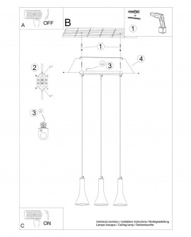 Lampa wisząca REA 3L beton Sollux SL.1225