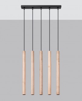 Lampa wisząca PASTELO 5L drewno Sollux SL.1269