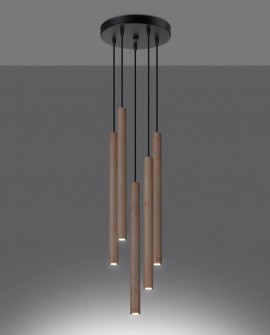 Lampa wisząca PASTELO 5P drewno Sollux SL.1270