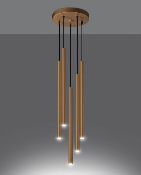 Lampa wisząca PASTELO 5P złota Sollux SL.1174