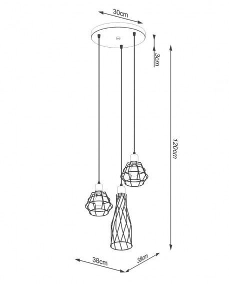 Lampa wisząca SUBA 3P czarna Sollux SL.1166